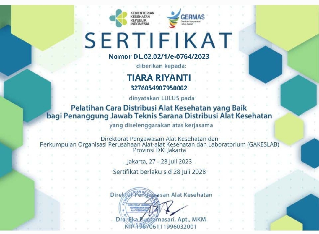 Sertifikat Pelatihan CDAKB